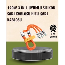 Mey İthalat 120 W Şarj Ve Veri Aktarımı Kablo 3 Başlıklı Çok Amaçlı Kablo Yüksek Hızlı