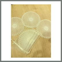Bezos 6 Lı Dantel Kahve Sunumluğu 15x15 Cm Asorti Desenli Türk Kahvesi Sunum Seti Mmbz Çok Renkli