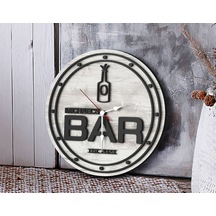 Bk Gift Barlara Özel Dekoratif Antik Beyaz Ahşap Duvar Saati 35cm-5 , Bar Duvar Saati , Cafe Duvar Saati , Özel Ahşap Saat