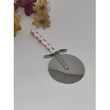 Zarif Çiçek Desenli Lüx Metal Hamur Kesici Hamur Pizza Kesici Paslanmaz Çelik