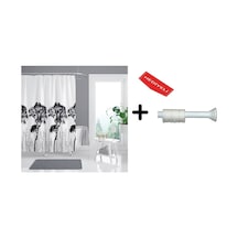 Banyo Duş Perdesi 3391 120x200 Perde Borusu Askı Aparatı 90x130 Hediyeli Çok Renkli