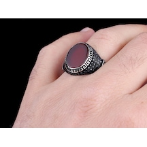 Oval Model Akik Taşlı 925 Ayar Gümüş Yüzük