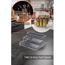 Mienda Home Şeffaf Pleksi Akrilik Merdiven Stand Baharatlık Standı Kozmetik Standı Organizeri Şeffaf