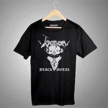 Venom Black Metal Baskılı Unisex Tişört Siyah