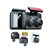 Araç İçi Hd Kamera Video Kaydedici 3 Kamera 1080p Full Hd Araç Kamerası Wdr G-sensor 5mp Büyük Ekran