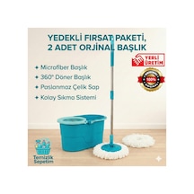 Fix Mop Set Pratik Temizlik Seti Sıkma Sistemli Döner Başlıklı 2 Adet Başlık