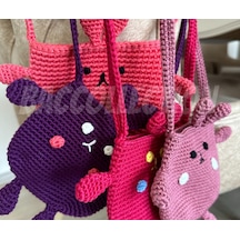 Tavşan El Yapımı Çapraz Çocuk Çanta Pembe