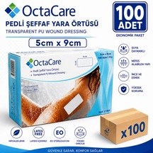 Octacare Su Geçirmez Pedli Şeffaf Pu Film Steril Yara Örtüsü 5cmx 9cm 100 Adet
