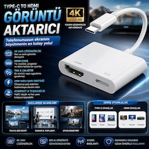 Type-c To Hdmı Görüntü Aktarım Kablosu 4k Destekli Apple iPhone Uyumlu Apple İpad Uyumlu Android Tüm Cihazlar İle