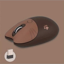 Besthome1 Kedi Karikatür Baskılı Kablosuz Sessiz Fare Kahve Renkli Uzaktan Kullanılabilir Mouse Diğer