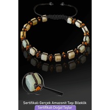 Sertifikalı Küp Model Gerçek Amazonit Taşı Bileklik - Ayarlamalı Çok Renkli