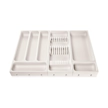 Flexispace 899430 Mutfak Gereçleri İçin Çekmece Düzenleyici, Plastik, Beyaz, 37 X 22 X 4,5 Cm Diğer
