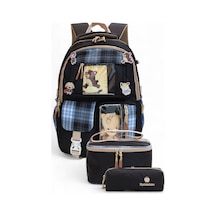 Relaxion 2203-1395 Kore Tarzı Unisex Çocuk Üçlü Set İlkokul Sırt Çantası Siyah