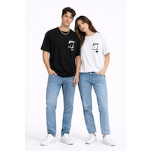 Sevgili Kombini You I Yazılı Çift Tişört Oversize Unisex Partner Kombin Seti Siyah - Beyaz