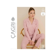 Çağrı Kadın Kışlık Süet Uzun Kollu Önü Düğmeli Pijama Takımı 3049 Pudra