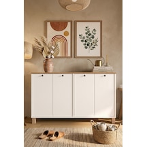 Nord Konsol 4 Kapaklı Ahşap Ayaklı 120cm Sepet-beyaz Nd2-sw Beyaz