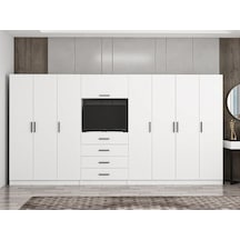 Kale 7 Kapaklı 8 Çekmeceli Tv Modüllü Dolap Beyaz 190cm Beyaz