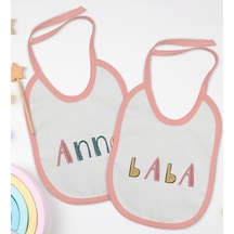 BK Kids Anne ve Baba Tasarımlı 2’li Pembe Mama Önlüğü-1 Pembe