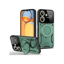 Redmi 13c Kılıf Joy Lens Standlı Kapak - Koyu Yeşil Bz8683140689742