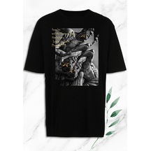 Flood Of Style Unisex Oversize Mitoloji Hercules Ve Nessus Heykel Baskılı Siyah Tişört