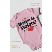 Morivokids Halam Da Halam Kısa Kollu Bebek Body %100 Pamuk Koyu Pembe