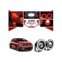 Renault Clio 4 Uyumlu, Universal Mercekli Led Angel Sis Farı, 76mm Kırmızı Renk