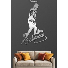 İmzalı Atatürk Silüeti Kocatepe Metal Duvar Tablosu - Metal Duvar Sanatı - Krom - 32 X 50 Cm