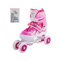 F-sports Pembe Ayarlabilir 2+2 Işıklı Metal Alıştırma Pateni Çanta Pembe