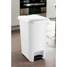 Melkan Home Slim Pedallı Çöp Kovası 60 Litre & Büyük Boy Pedallı Çöp Kovası Beyaz Beyaz Genel
