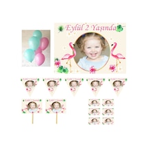 Flamingo Kız Doğum Günü Süsleri, Parti Seti, Magnet Konuşma Balon
