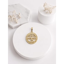 Melekcehobi Terazi Burcu Kolye Ucu Xuping 14k Gold Kaplama Astroloji Madalyon Kolye Ucu Altın Rengi