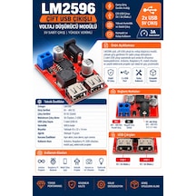 Lm2596 Çift Usb Çıkışlı Voltaj Düşürücü Modülü - 5v