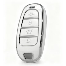 Autohan Keys Hyundai 2021 2024 Yeni Tucson & Santa Fe Uyumlu Anahtar Kılıfı Beyaz & Gümüş