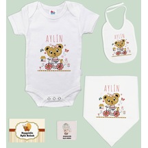 Bk Kids Kişiye Özel İsimli 5 Parça Beyaz Bebek Body Zıbın Ve Battaniye Hediye Seti, Yeni Doğan Bebek Giyim Hediyesi-2