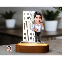 Bk Gift Kişiye Özel Baba Karikatürlü Dekoratif 3d Biblo Led Işıklı Gece Lambası-4, Babaya Hediye, Babalar Günü Hediyeleri Kobitmeyen138231 Bk Gift