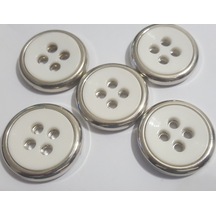 5 Adet 3 Cm. Beyaz Plastık Düğme