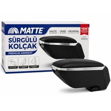 Matte Universal Sürgülü Araç Kolçağı Geniş Saklama Hazneli Ayarlanabilir Siyah