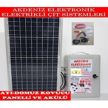 Elektrikli Çit Cihazı Ayı Domuz Kovucu 50 W Panel 24 Amper Akü