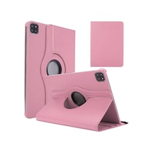 İpad Air 10.9 2022 5.nesil A2588-a2589-a2591 Uyumlu 360 Dönebilen Standlı Pu Deri Tablet Kılıfı - Pembe Açık - T23181