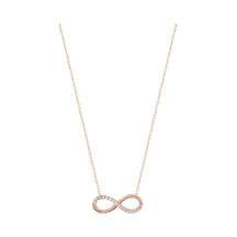 Yarısı Taşlı Sonsuzluk Gümüş Kolyesi Rose Gold