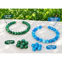 Mavi Akik & Yeşil Akik İkili Bileklik Set Mavi Ve Yeşil