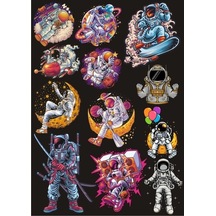 Astronot Sticker Set 7 12 Parça Telefon, Tablet, Defter, Laptop Sticker