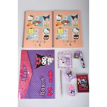 X Dekomus Lisanslı Kuromi & Best Friends 15 Parça Kırtasiye Seti 2 Adet Defter,çıtçıt Dosya Altın