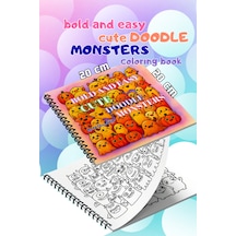 Cute Doodle Monsters Bold And Easy 20x20 Cm Büyük Boyama Kitabı, Çocuklar Ve Yetişkinler İçin