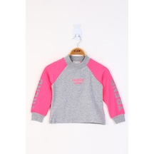 Toontoy Kız Çocuk Stunnig Collar Baskılı Sweatshirt Gri Melanj