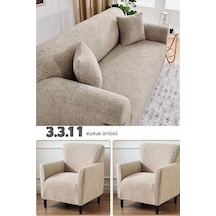 Jakarlı 3 3 1 1 Lastikli Kanepe Örtüsü Lastikli Koltuk Örtüsü Koltuk Kılıfı Takımı Vizon 180 X 230 Diğer