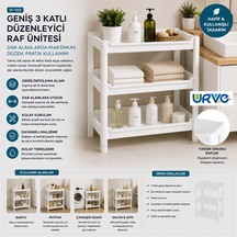 3 Katlı Geniş Sepet Organizer Raf Ünitesi 510x205x685 Mm Altın