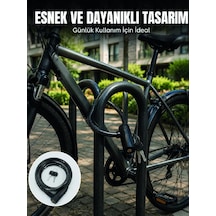 Bisiklet Kilidi 12 Mm Kalın Çelik Halat 80 Cm Anahtarlı Güvenlik Kilidi 2 Anahtarlı Pvc Kaplamalı Siyah