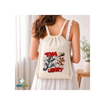 Ghostbastır Design Tom Ve Jerry Büzgülü Keten Çanta C341 Bej