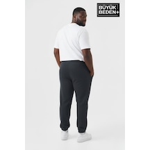 Süperlife Erkek Büyük Beden Paça Lastikli Rahat Kalıp Ar Baskılı İnce Eşofman Altı Spr26bea951-1 Füme
